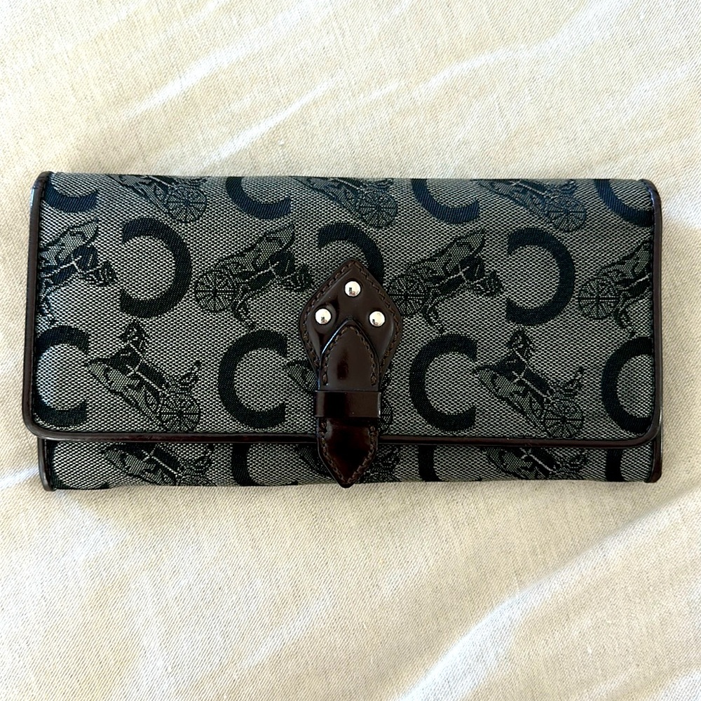 Authentic vintage Celine wallet. Classic Celine logo fabric.